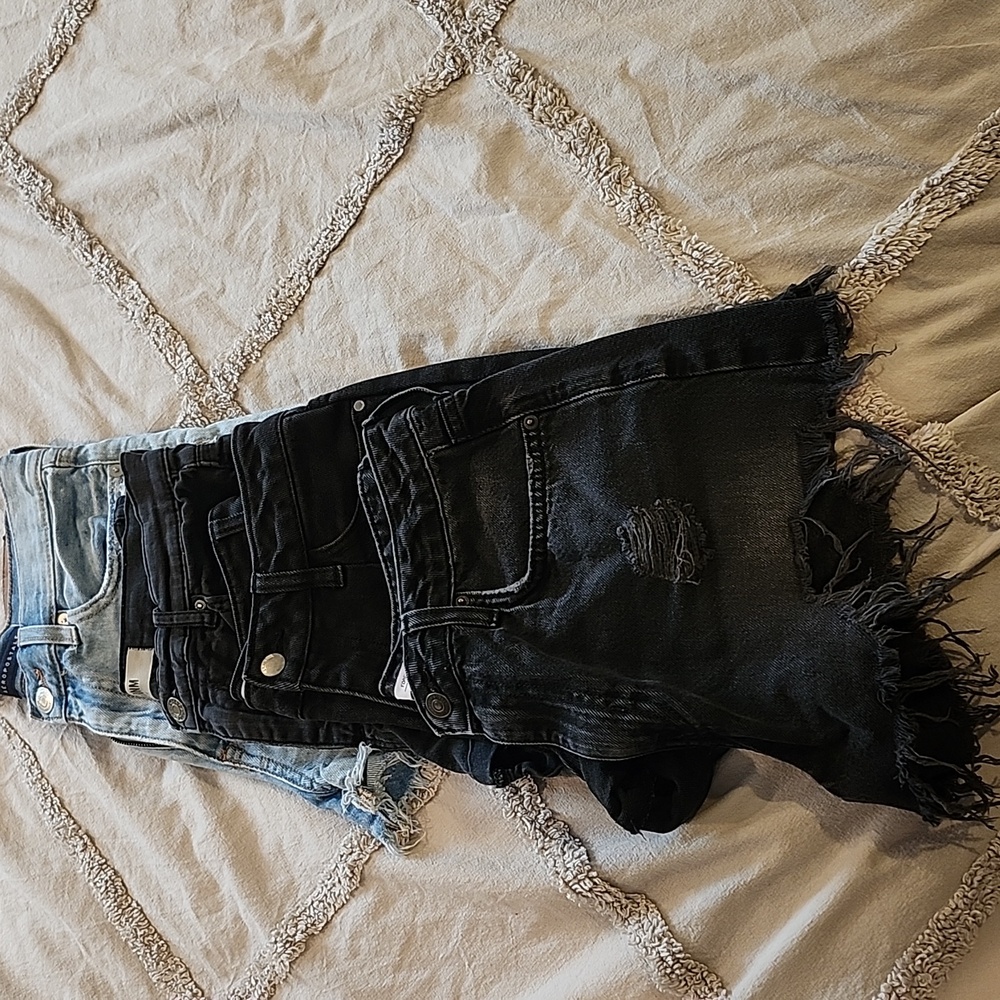 1 Blue Denim, 3 Black Denim Women's Shorts, 4 Different Designers